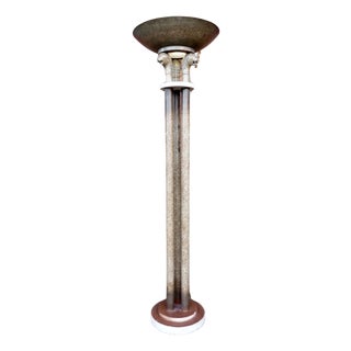 Italian Neo Classical Style Travertine Marble 1960s Torchiere Lamp For Sale