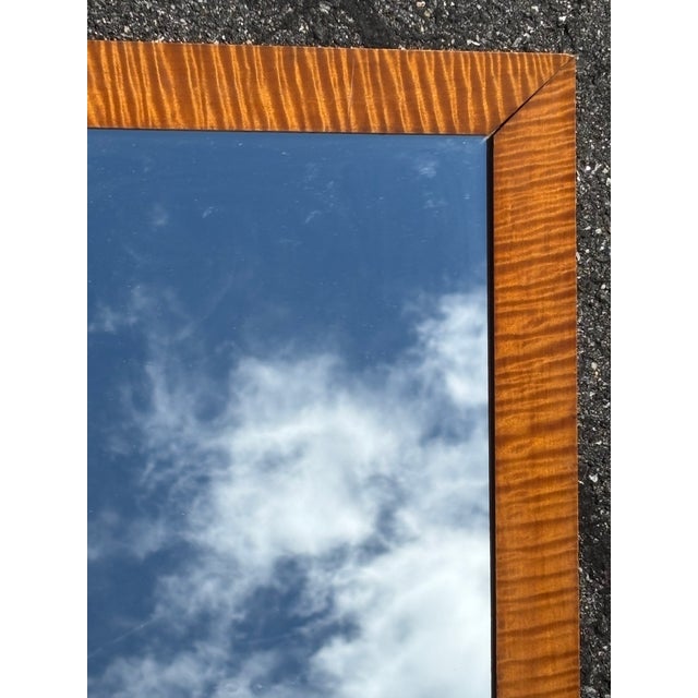 Mid 19th Century Original 19th C. American Figured Tiger Maple Wall Mirror For Sale - Image 5 of 8