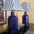 Pair of Vintage Cobalt Blue Tole Tea Caddy Table Lamps – Made in Usa For Sale - Image 13 of 18
