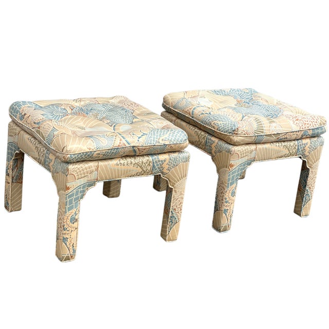 Pair Large Mid Century Billy Baldwin Style Benches/Ottomans For Sale - Image 12 of 14