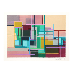 On Rock N' Roll - Abstract Colorful Geometric Mixed Media Original Artwork by Shiri Phillips