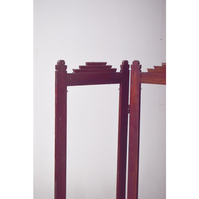 Art Deco Portuguese Wooden Folding Screen Frame, 1930 For Sale - Image 4 of 9