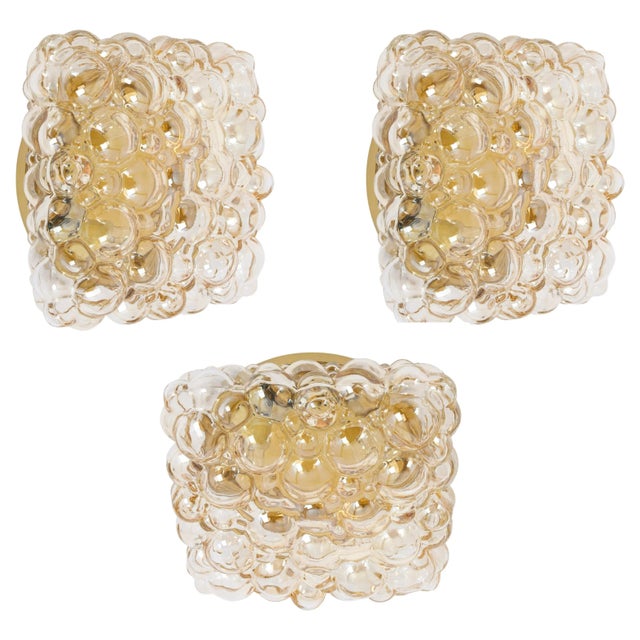 Small Amber Bubble Glass Sconce by Helena Tynell for Limburg, Germany, 1960s For Sale - Image 10 of 10