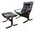 Set of Siesta Lounge Chair and Ottoman in Black Leather by Ingmar Relling for Westnofa, Norway, 1960s For Sale
