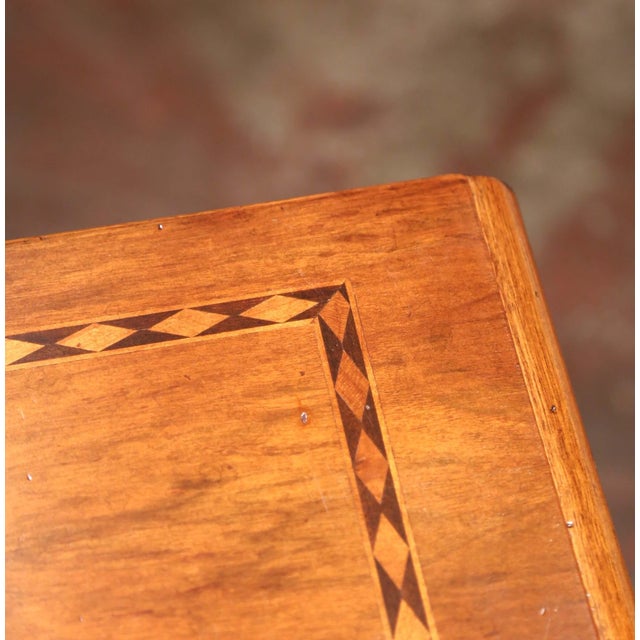 Brown Pair of 20th C. Louis XVI Style Inlaid Walnut Nightstands With Parquetry Detail For Sale - Image 8 of 11