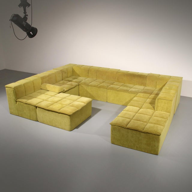 Modular Sofa in Lime Velvet, 1970s, Set of 9 For Sale - Image 12 of 12