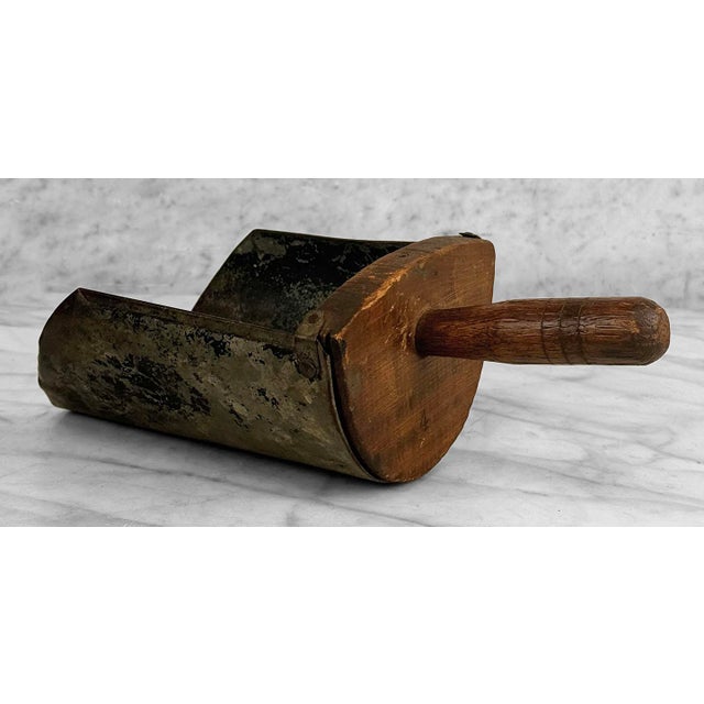 Early 20th Century Antique Primitive Farmhouse Wood & Galvanized Barn Feed Ice Scoop For Sale - Image 5 of 11