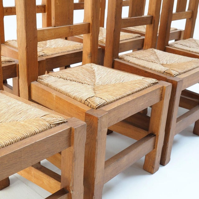 Handmade Oak Chairs, 1970s, Set of 8 For Sale - Image 14 of 16