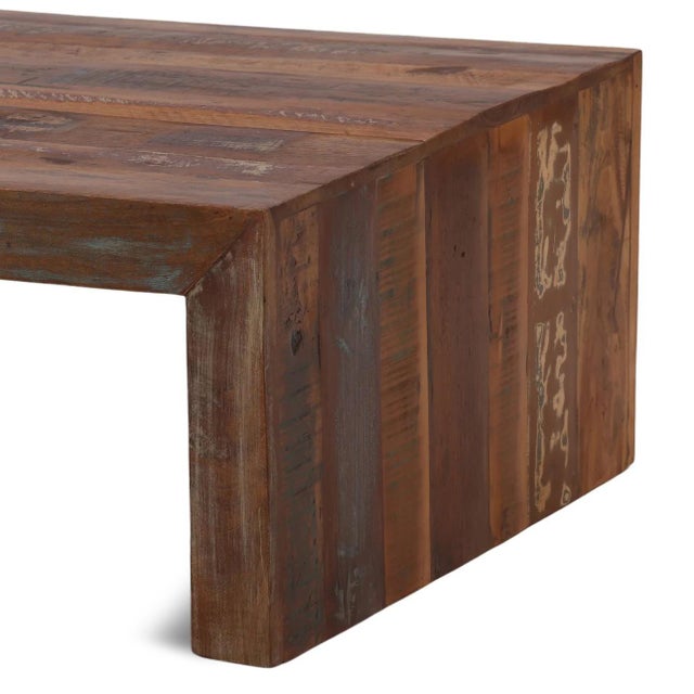 Salvaged Wood Waterfall Coffee Table For Sale - Image 4 of 5