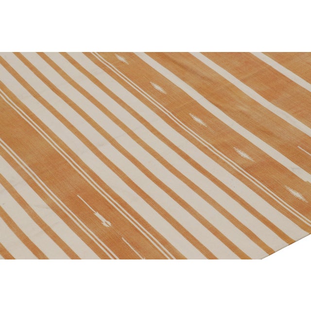 Rug & Kilim’s Contemporary Dhurrie Rug in Rust and White Stripes For Sale In New York - Image 6 of 8