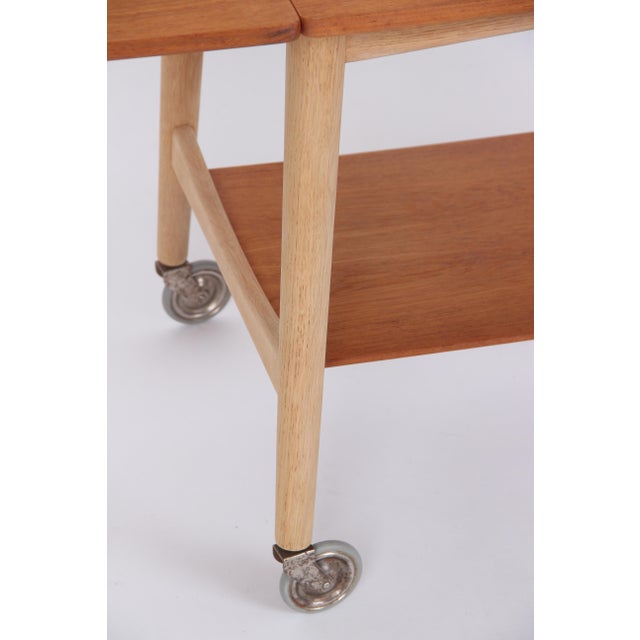 1960s Danish Coffee Table with Flaps and Wheels by Hans J. Wegner for Andreas Tuck, 1960s For Sale - Image 5 of 13