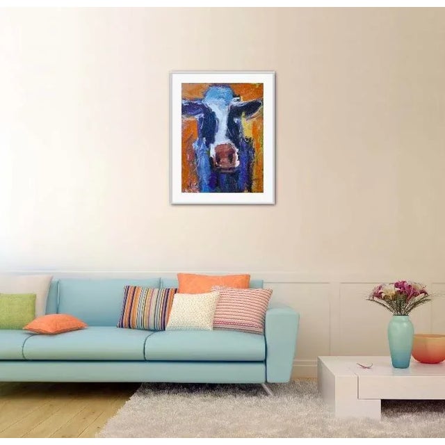 Contemporary Abstract Cow Modern Original Oil Painting For Sale - Image 3 of 12