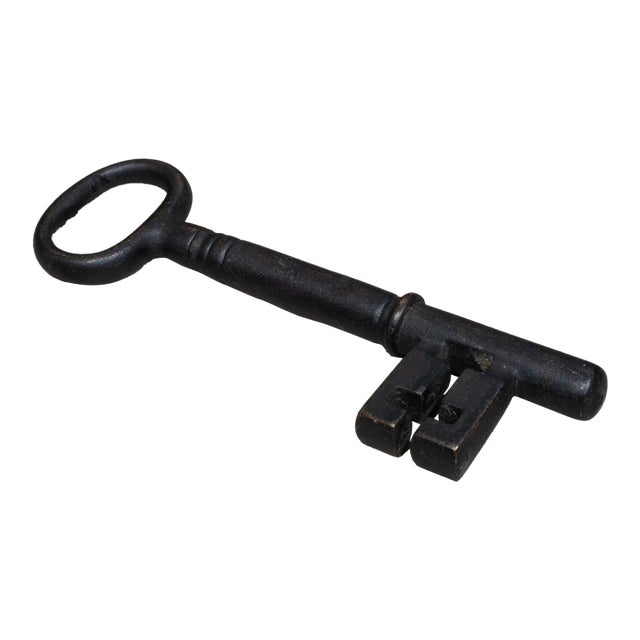 Vintage Brass and Wrought Iron Skeleton Key For Sale