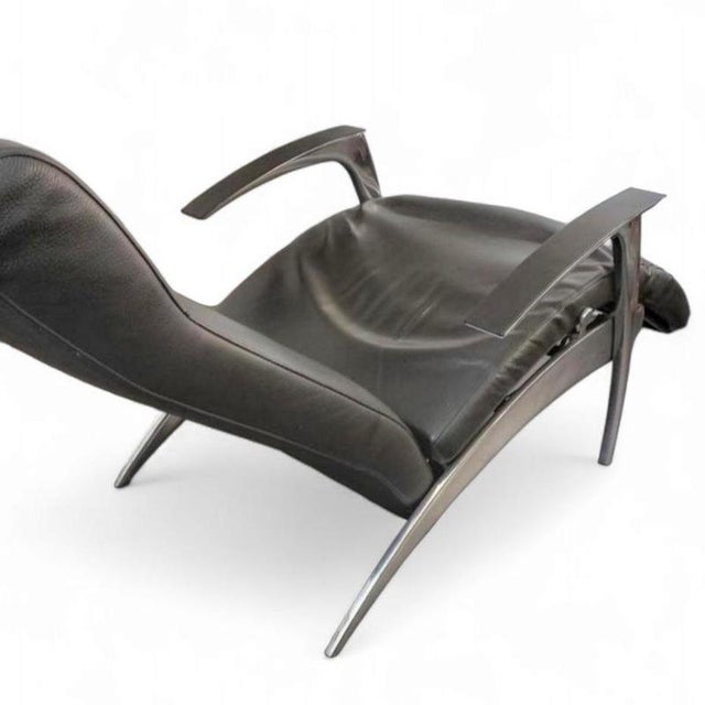 DAVID / design armchair /lounger by Interprofil / black leather good condition DAVID design armchair/lounger by...