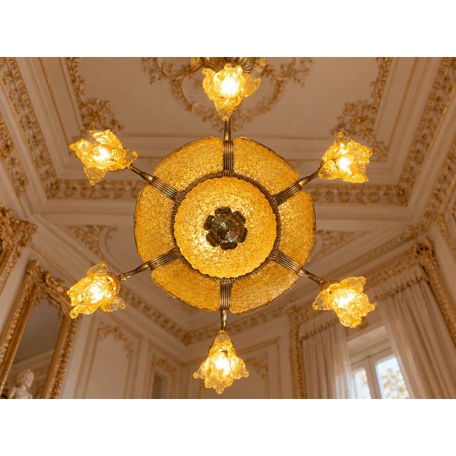 Metal 1970 French Artisan Louis XVI Gold Bronze Chandelier For Sale - Image 7 of 18
