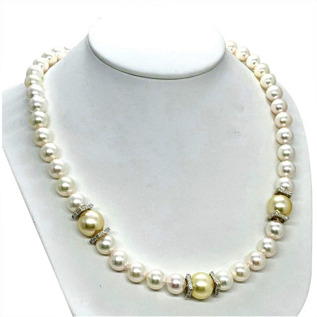 Traditional South Sea Akoya Pearl Necklace 14k Gold Certified For Sale - Image 3 of 9