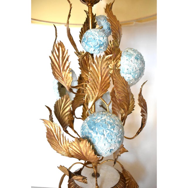 Metal Mid-Century Italian Tole Hydrangea Table Lamp For Sale - Image 7 of 13