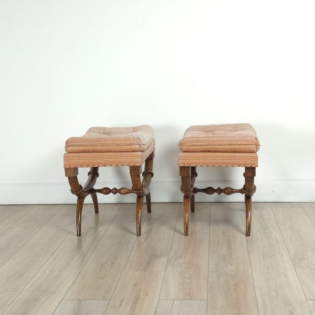 Neoclassical Pair of Walnut Neoclassical Benches, France, 19th Century For Sale - Image 3 of 9