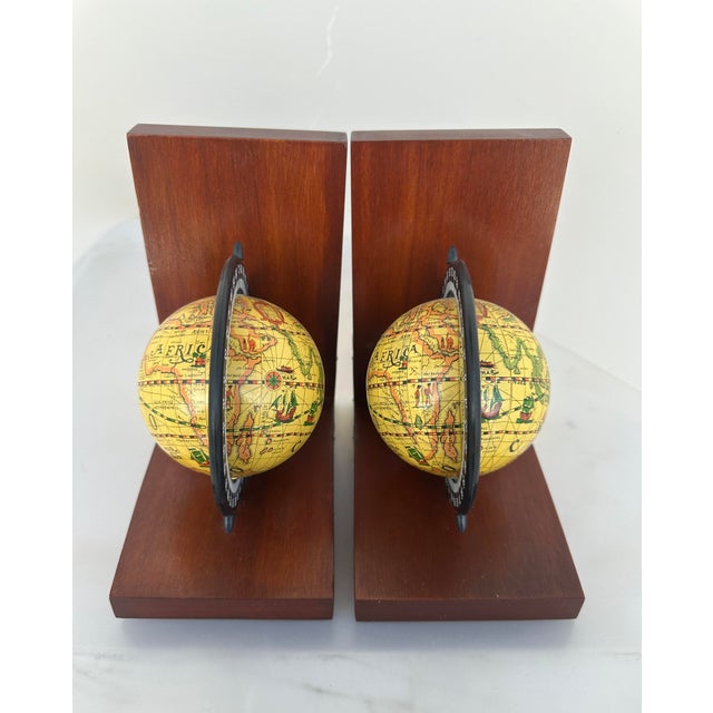 Vintage Old World Spinning Globe Bookends perfect for a teens room or den, office or bookshelf etc. 6.25in h x 6in w...