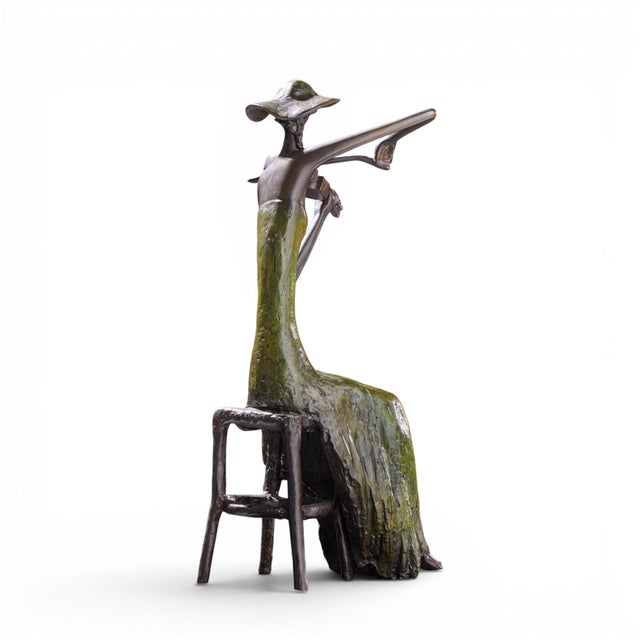 Metal Ruth Bloch Woman Playing Violin Israeli Bronze Sculpture For Sale - Image 7 of 10