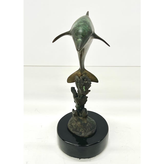 The Majestic Dolphin Signed Dale Evers - 7/450 Limited Edition, Bronze With Marble Base For Sale - Image 11 of 11