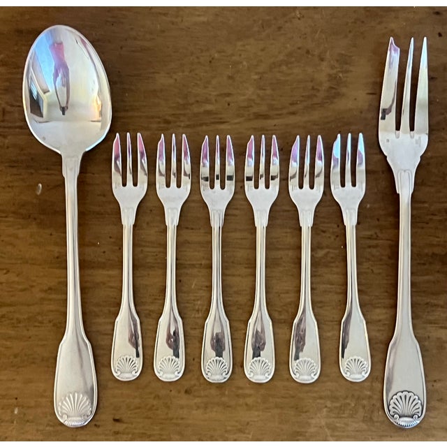 Silver Christofle Silver Plated Vendome Pattern Flatware Dessert Set of 8 For Sale - Image 8 of 15