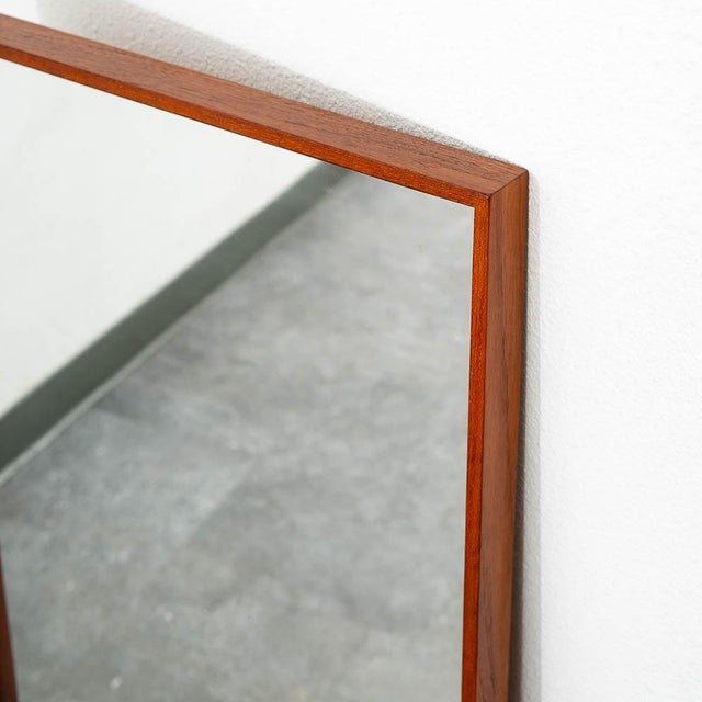 Mid-Century Modern Mid Century Danish Modern Mirror Wall Hanging Entry Way Solid Teak Rectangular For Sale - Image 3 of 10
