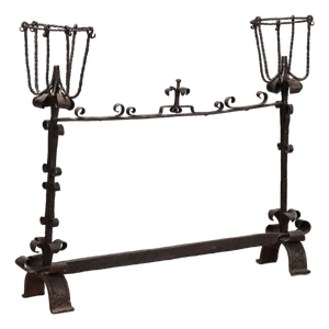 Antique Wrought Iron Fireplace Andiron, Italy, 19th-20th Century