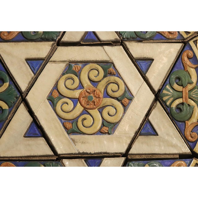 Early 20th Century Early 20th Century Polychrome Terra Cotta Round Frieze With Star of David From Synagogue For Sale - Image 5 of 10