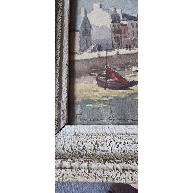 Small watercolor on Canson paper, numbered 52 and titled "PORT HALIGUEN." It depicts Port Haliguen in Quiberon with boats...