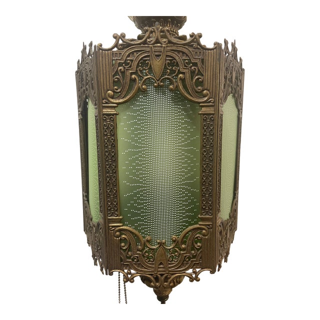 Vintage Brass Swag Lamp For Sale