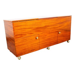 Mid Century Modern Credenza Stereo Console Cabinet Audio Rolling Vintage Storage For Sale
