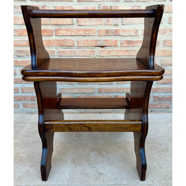 Spanish Wood Library Step Chair, Mid 20th Century For Sale - Image 17 of 17