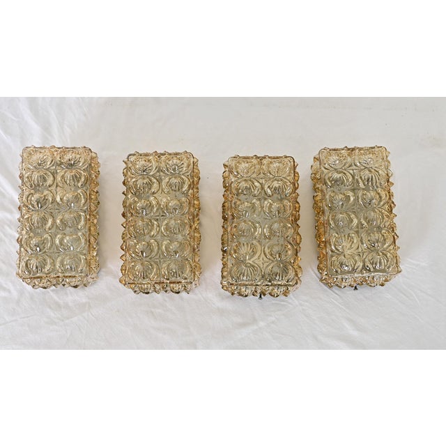 Late 20th Century German Vintage Glass Wall Sconces - Set of Four For Sale - Image 4 of 9