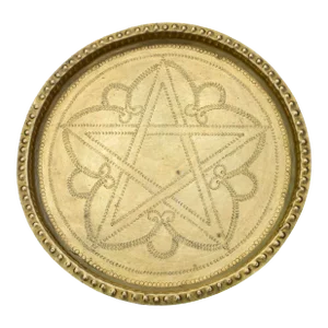 Antique Moroccan Brass Tray W/ Fine Engravings