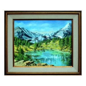 1970s Serene Sierra Mountain Lake Landscape by C. Sokolovsky