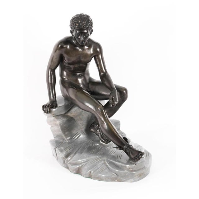 This is a beautifully detailed monumental antique Italian Grand Tour School bronze figural sculpture of Hermes, Circa 1880...