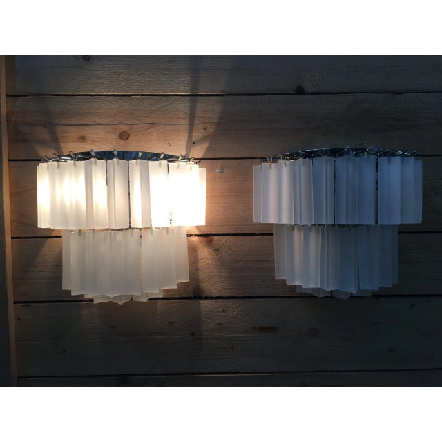 Metal Triedro Sandblasted Murano Glass Wall Sconce For Sale - Image 7 of 7