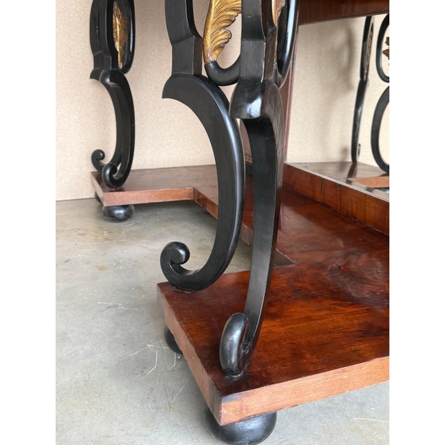 Mid 19th Century Austrian Empire Console Table with back mirror and Swan Pedestals For Sale - Image 13 of 18