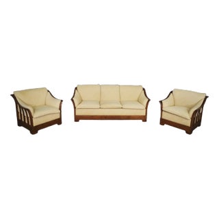 Wood Sofa & Armchairs from Mobil Girgi, 1970s, Set of 3 For Sale