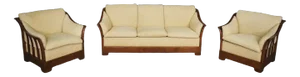 Wood Sofa & Armchairs from Mobil Girgi, 1970s, Set of 3