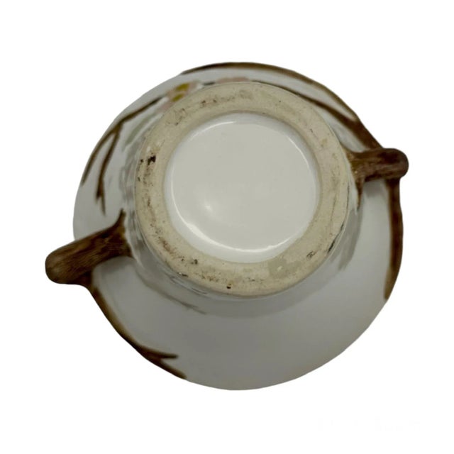 Ceramic Vintage Napco Dogwood Tree Branch Whimsical Fairy Handled White Planter For Sale - Image 7 of 9