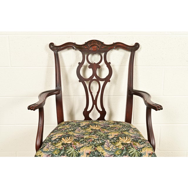 Wood Romweber Antique Chippendale Carved Mahogany Dining Chairs, Set of Six For Sale - Image 7 of 14