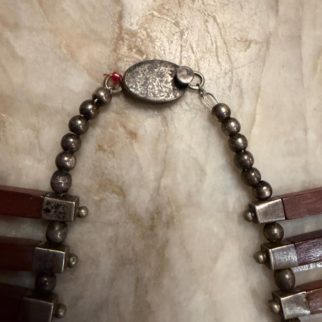Los Castillo Los Castillo Taxco Bib" or "Fringe" Necklace Silver Ebony Mid Century Modern For Sale - Image 4 of 10