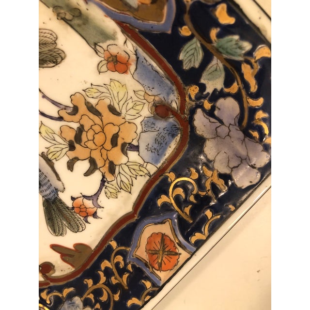 Blue Handpainted Chinoiserie Decorative Plate With Birds For Sale - Image 8 of 8