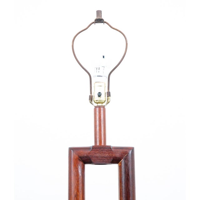 1960s 1960s Mid Century Modern Danish Solid Mahogany Floor Wood Lamp For Sale - Image 5 of 11