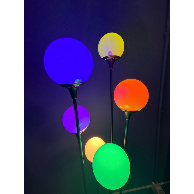 Metal Vintage Sapling Floor Lamp in Opaline Glass and Brass, 1960s For Sale - Image 7 of 10