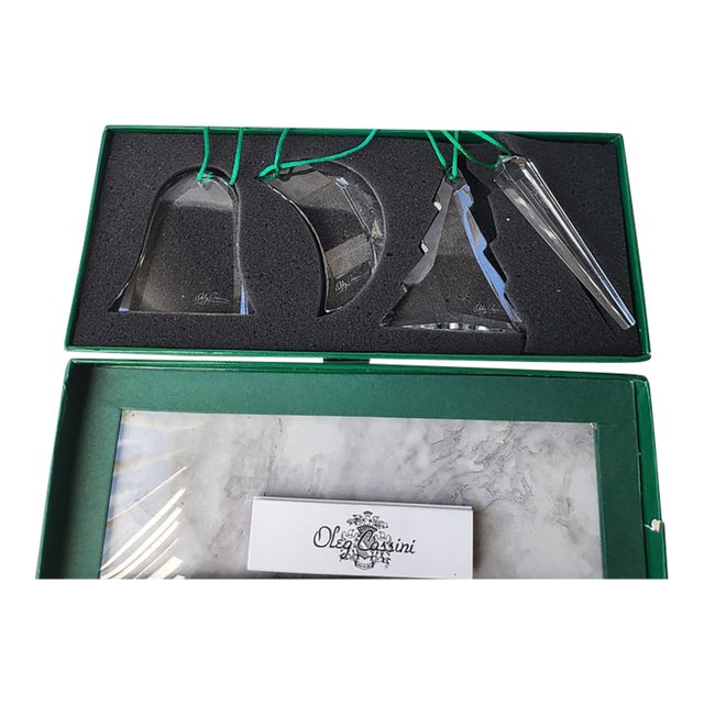 Late 20th Century Oleg Cassini Crystal Ornaments Signed , Set of 4 For Sale