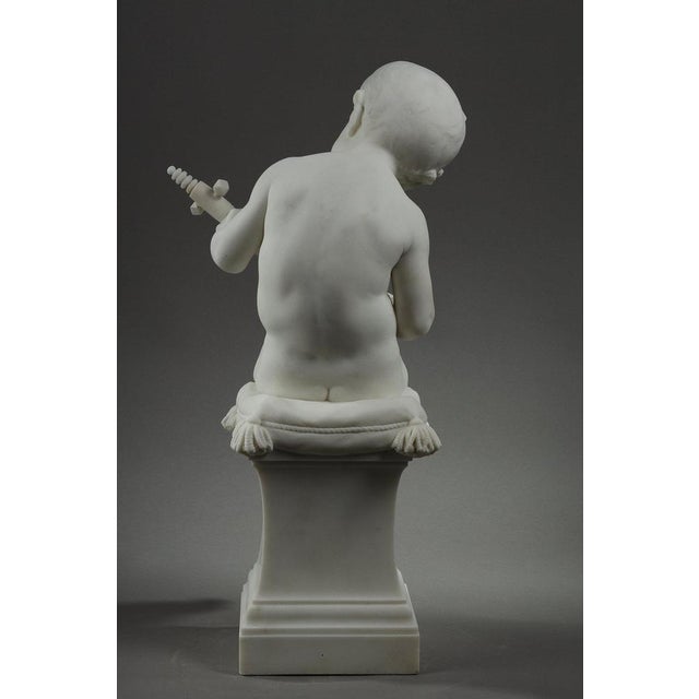 Stone Louis Ernest Barrias, Little Musician, 1880, Carrara Marble For Sale - Image 7 of 18