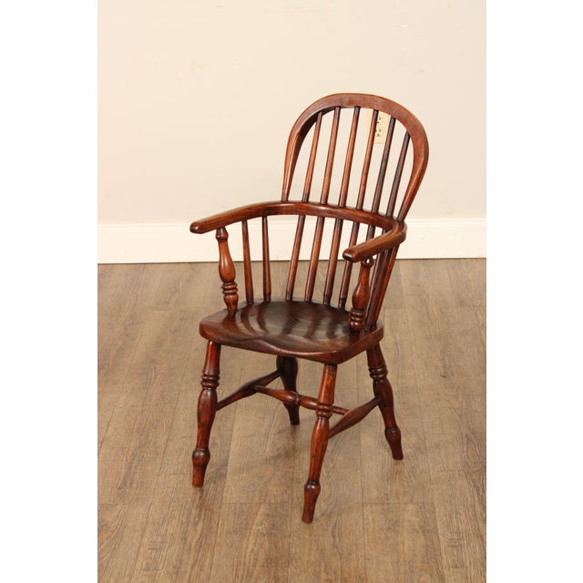 Antique English Elm Windsor Style Children's Armchair Chairish